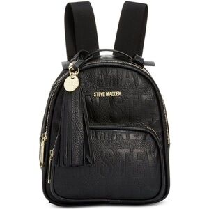 Steve Madden Black Mini Backpack with gold zipper